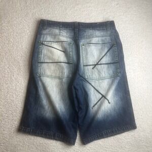 Godbody Denim Technology Mens 34 Shorts Blue Wash Y2K Baggy Streetwear Cotton